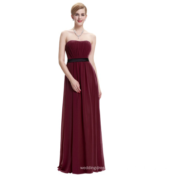 Starzz Strapless Off Shoulder Wine Red Chiffon Long vestido de dama de honra ST000066-2